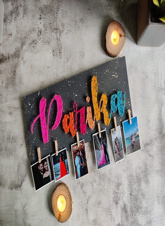 IMI Studios Colorful Wooden String Art Nameplate (18in*6.5in) - Maximum 9 letters with paint splashes and different colors in each letter (suitable for indoors) - Image 2